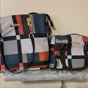 Nicole Lee Multicolor Plaid Women's Bag Set